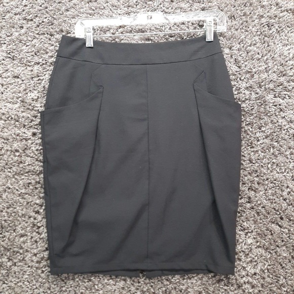 Jennifer Lopez‎ Midi Skirt Straight Pencil Womens 6 Black Cute Zip Back - Picture 1 of 7